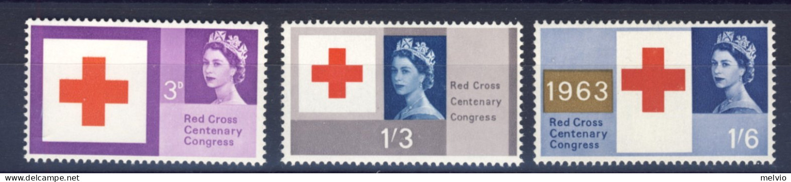 1963-Gran Bretagna (MNH=**) Serie 3 Valori Croce Rossa - Unused Stamps