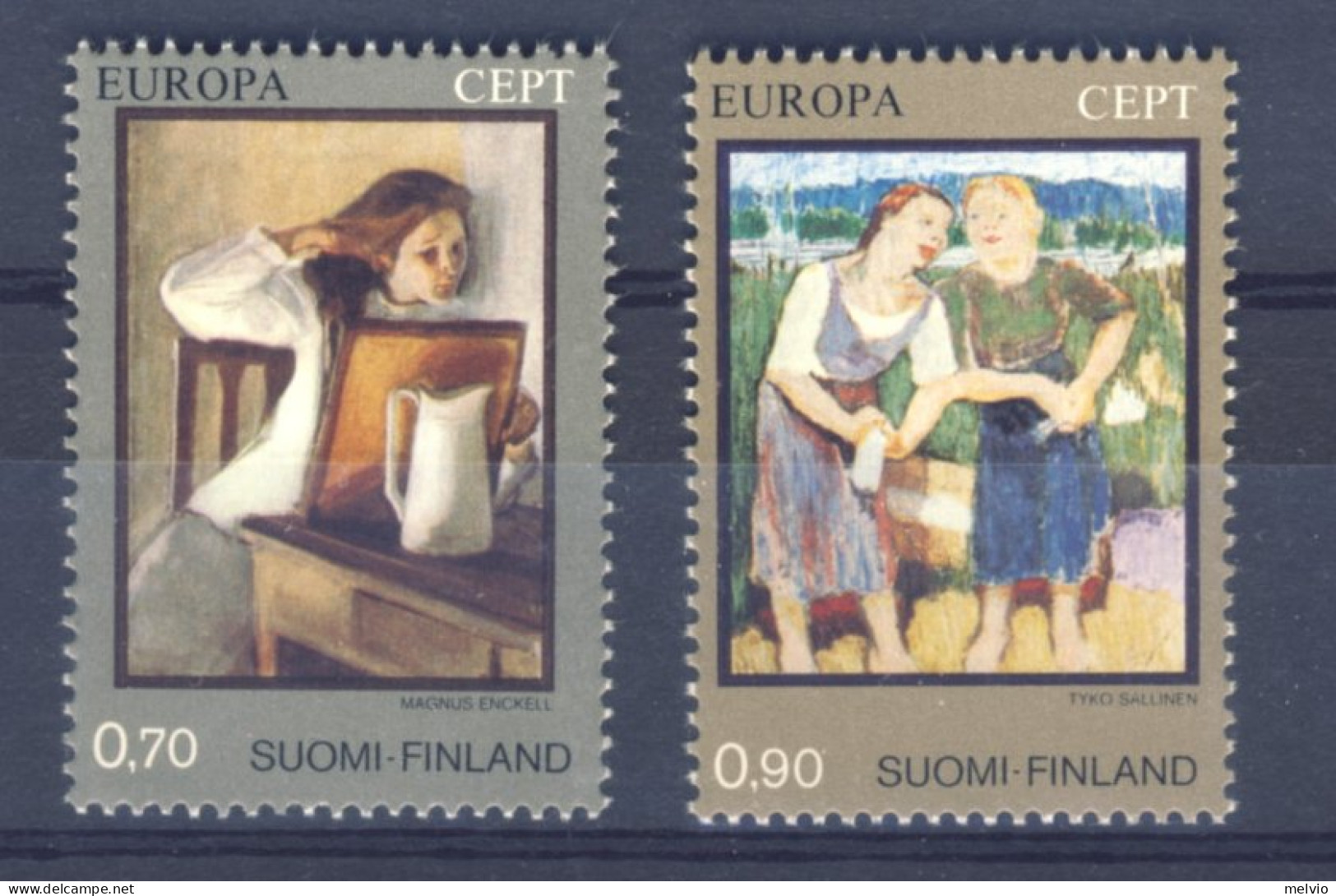 1975-Finlandia (MNH=**) Serie 2 Valori Quadri,Europa - Autres & Non Classés