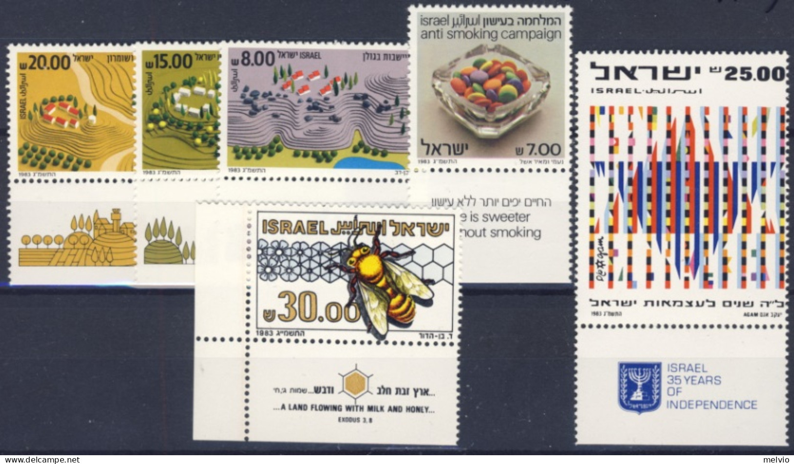 1983-Israele (MNH=**) 4 Serie 6 Valori Ape E Miele,insediamento Del Galil,campag - Autres & Non Classés