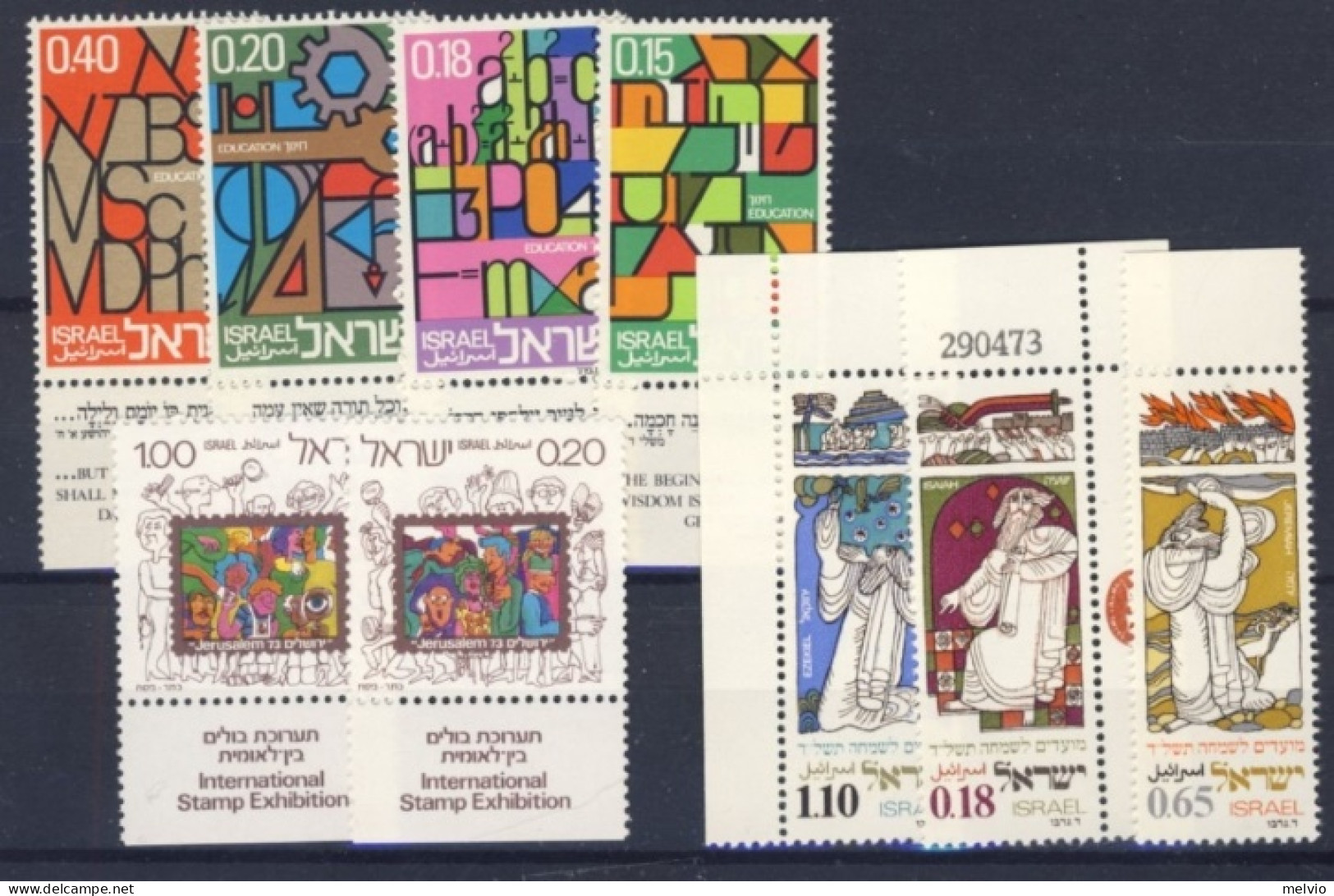 1972/73-Israele (MNH=**) 3 Serie 8 Valori Spettatori A Mostra Filatelica,profeti - Otros & Sin Clasificación