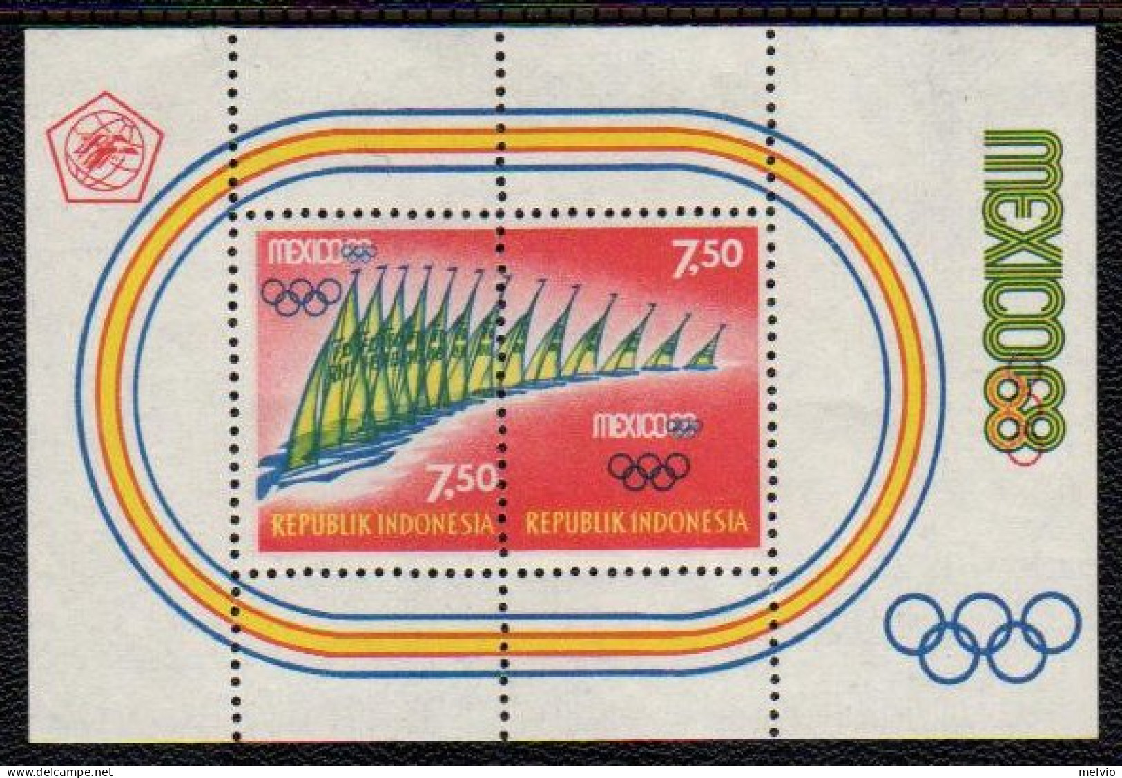 1968-Indonesia (MNH=**) Foglietto S.2v."Olimpiadi Di Mexico" - Indonésie