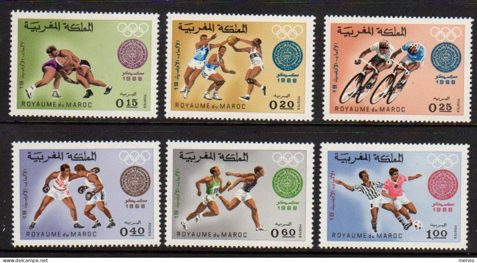 1968-Marocco (MNH=**) S.6v."Olimpiadi Mexico" - Maroc (1956-...)