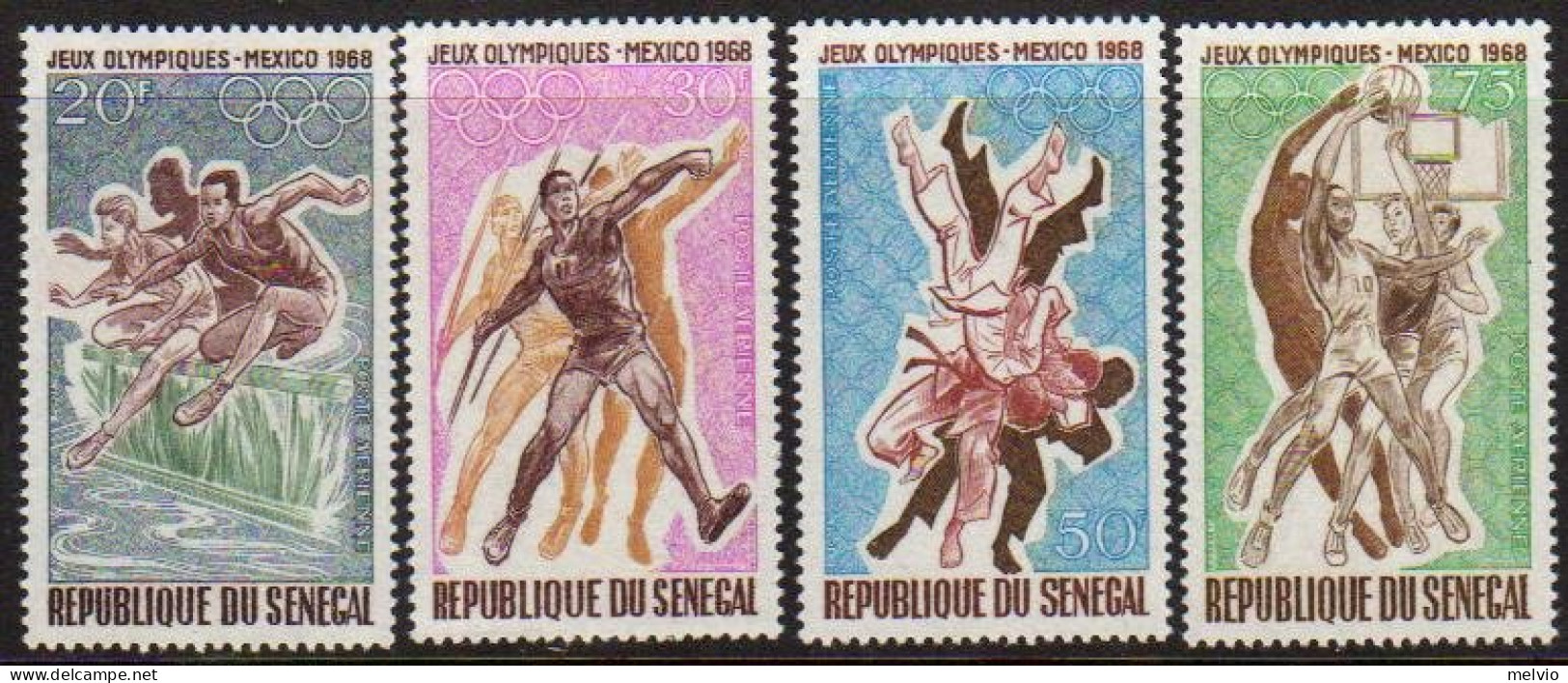 1968-Senegal (MNH=**) S.4v."Olimpiadi Di Mexico" - Sénégal (1960-...)