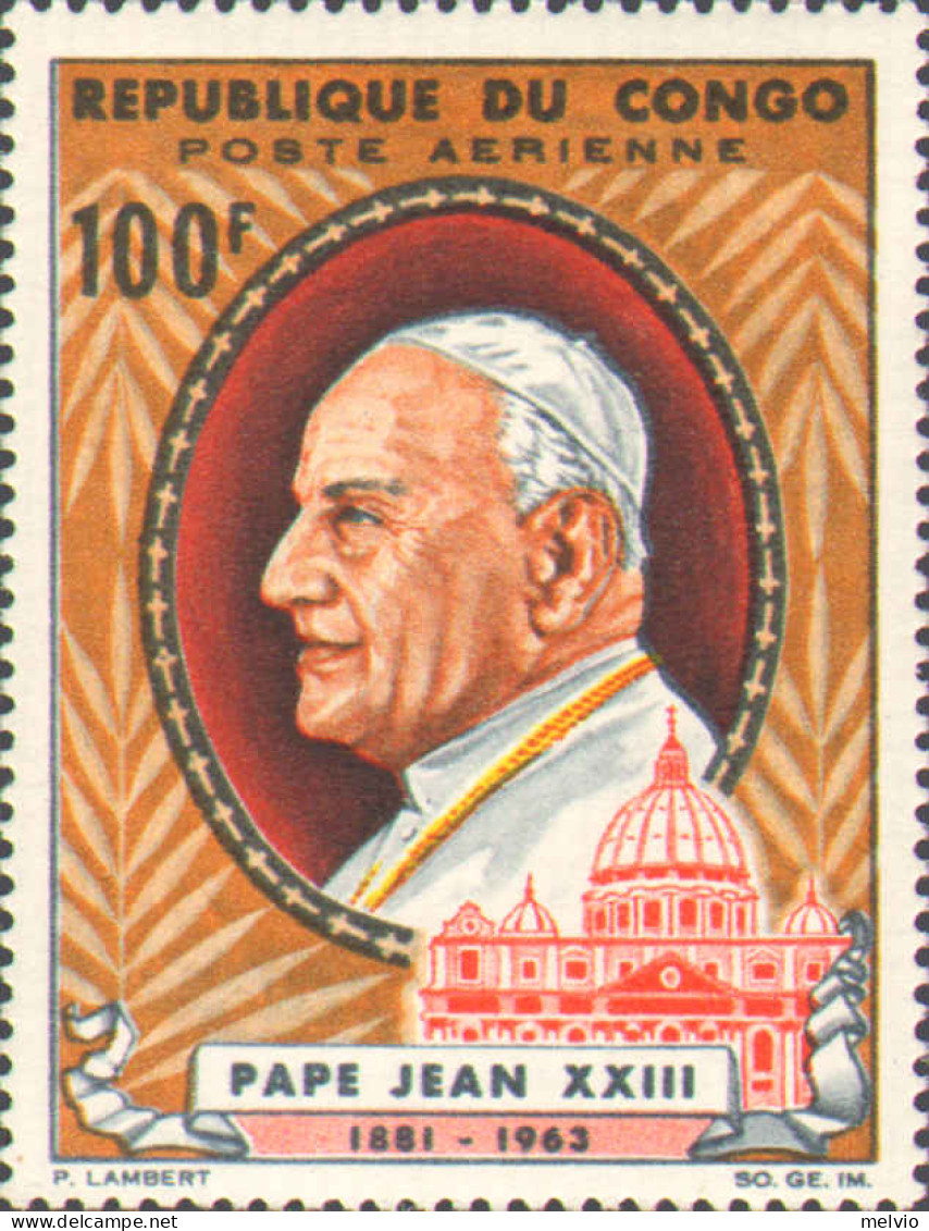 1965-Congo (MNH=**) Posta Aerea S.1v."Papa Giovanni XXIII"cat.Yvert Euro 2,1 - Autres & Non Classés