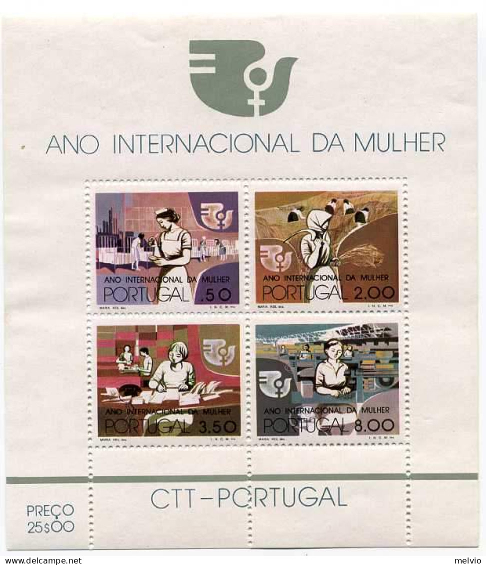 1975-Portogallo (MNH=**) Foglietto S.4v."Anno Internazionale Della Donna"cat.Uni - Autres & Non Classés