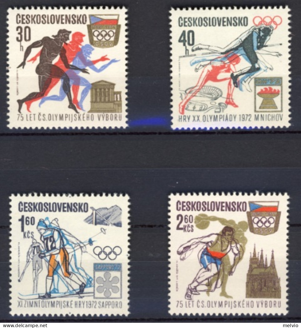 1971/72-Cecoslovacchia (MNH=**) S.4v."Olimpiadi Monaco E Sapporo" - Sonstige & Ohne Zuordnung