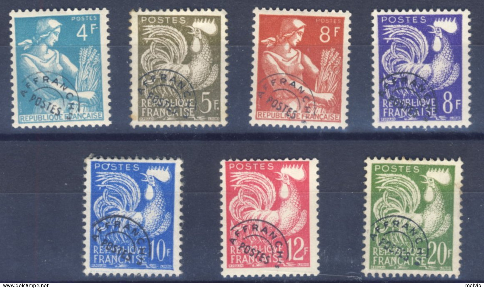 1954/9-Francia (MNH=**) 2 Serie 7 Valori Preannullati - Neufs