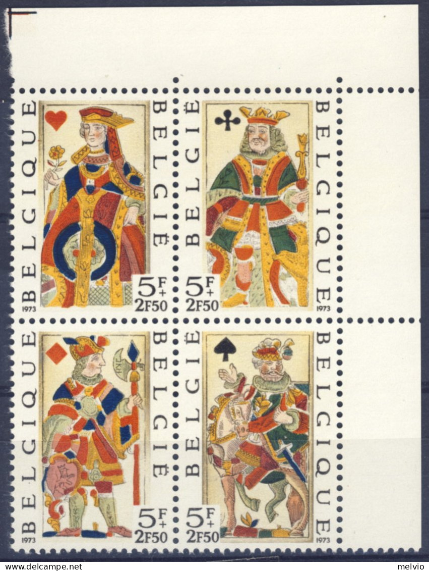 1973-Belgio (MNH=**) Serie 4 Valori Antiche Carte Da Gioco - Autres & Non Classés