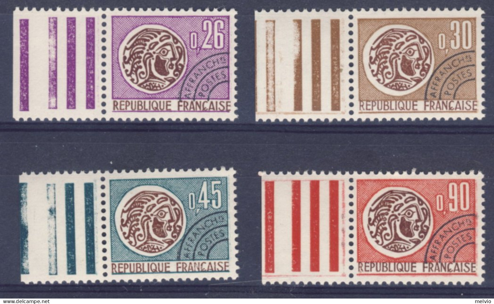 1971-Francia (MNH=**) Serie 4 Valori Moneta Gallica - Neufs