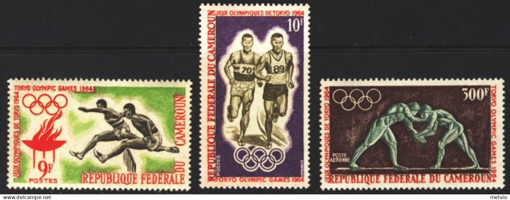 1964-Camerun (MNH=**) S.3v."Olimpiade Tokyo" - Cameroun (1960-...)