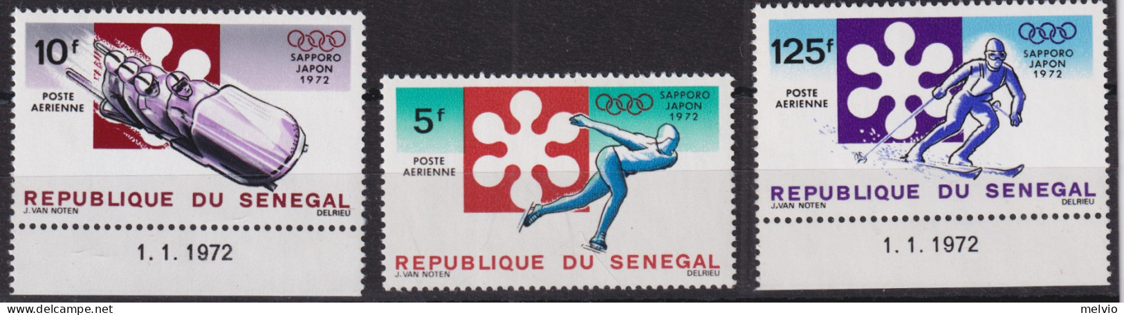1972-Senegal (MNH=**) S.3v. Olimpiade Sapporo - Sénégal (1960-...)