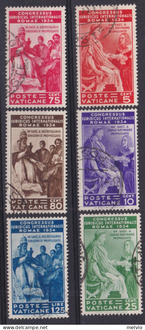 1935-Vaticano (O=used) Serie 6 Valori Congresso Giuridico Internazionale - Autres & Non Classés