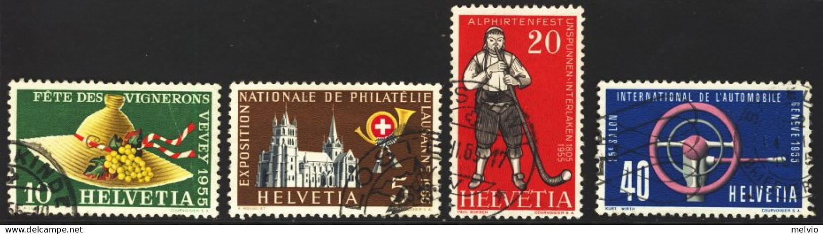 1955-Svizzera (O=used) S.4 Valori Mi. 607-610 Esposizione, Cultura - Autres & Non Classés