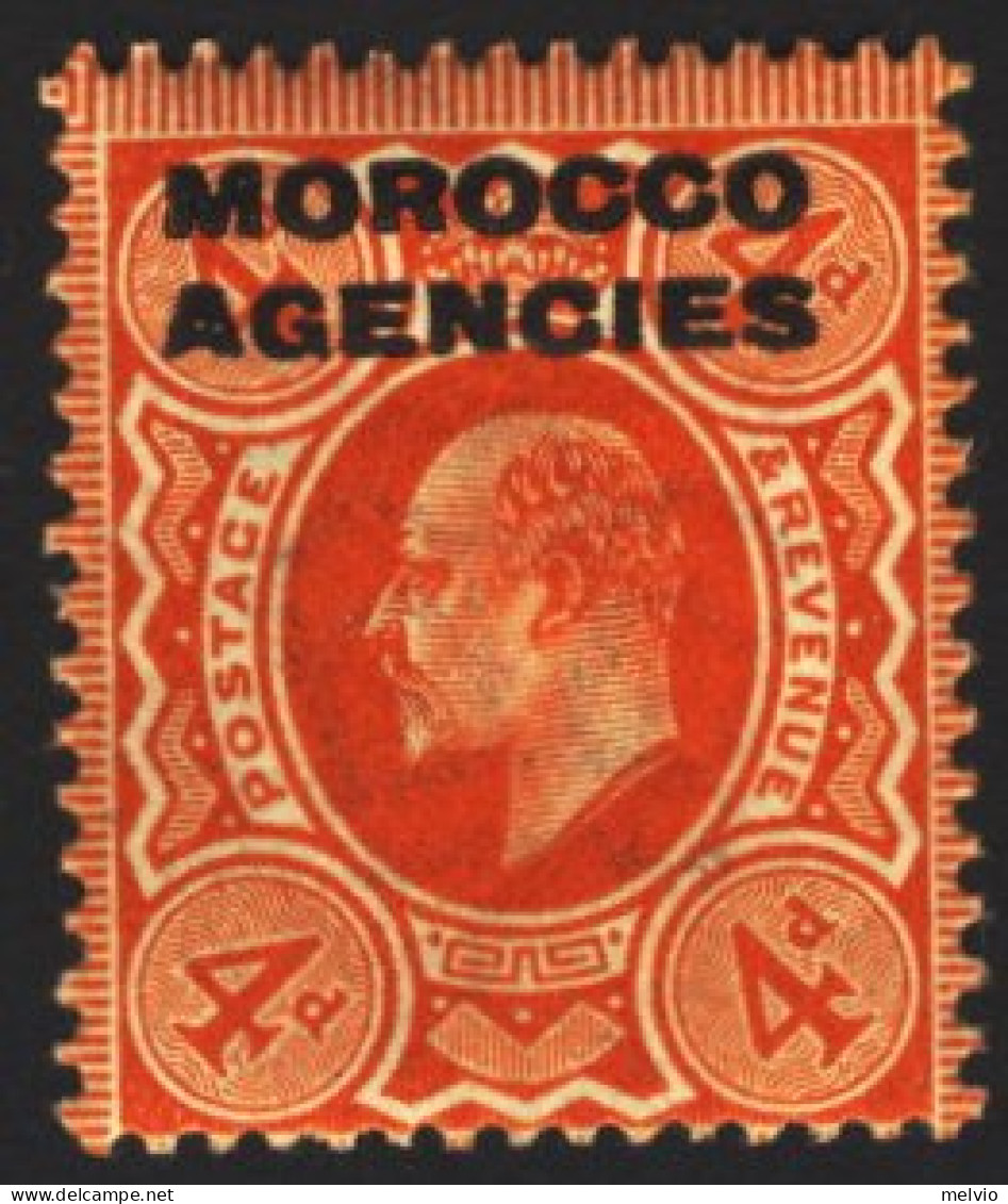 1912-Marocco Agenzie (MLH=*) 4d. Orange British Stamps Surcharged - Sonstige & Ohne Zuordnung