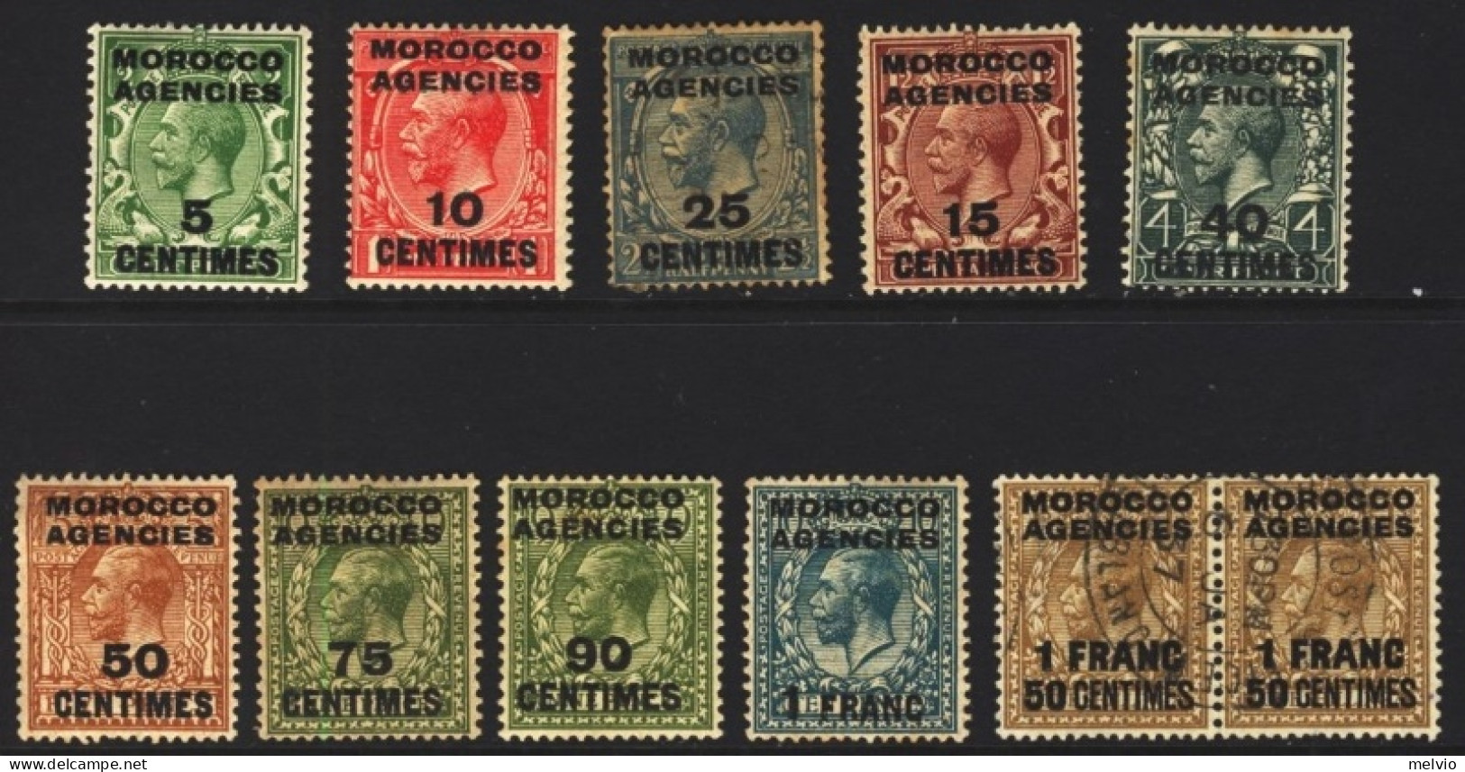 1925/34-Marocco Agenzie (MLH=*) 11v.(light Hinge) British Stamps Surcharged In F - Sonstige & Ohne Zuordnung