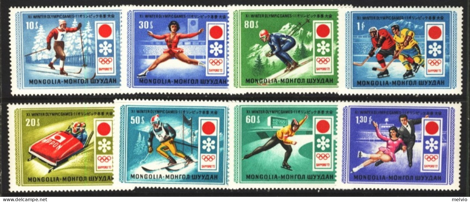 1972-Mongolia (MNH=**) S.8v.Winter Olympic Games Sapporo - Mongolië