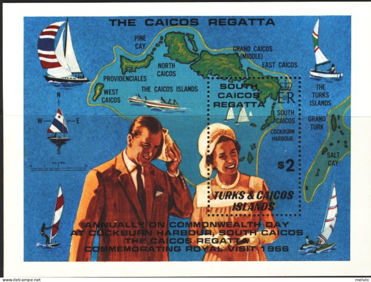 1980-Turks Et Caicos (MNH=**) Foglietto S.1v."The Regatta" - Turks & Caicos (I. Turques Et Caïques)