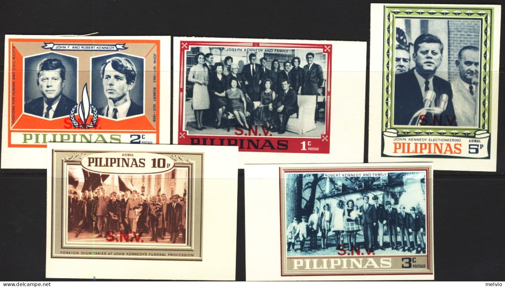 1968-Filippine (MNH=**) S.5v.non Dentellati "Kennedy" - Philippinen