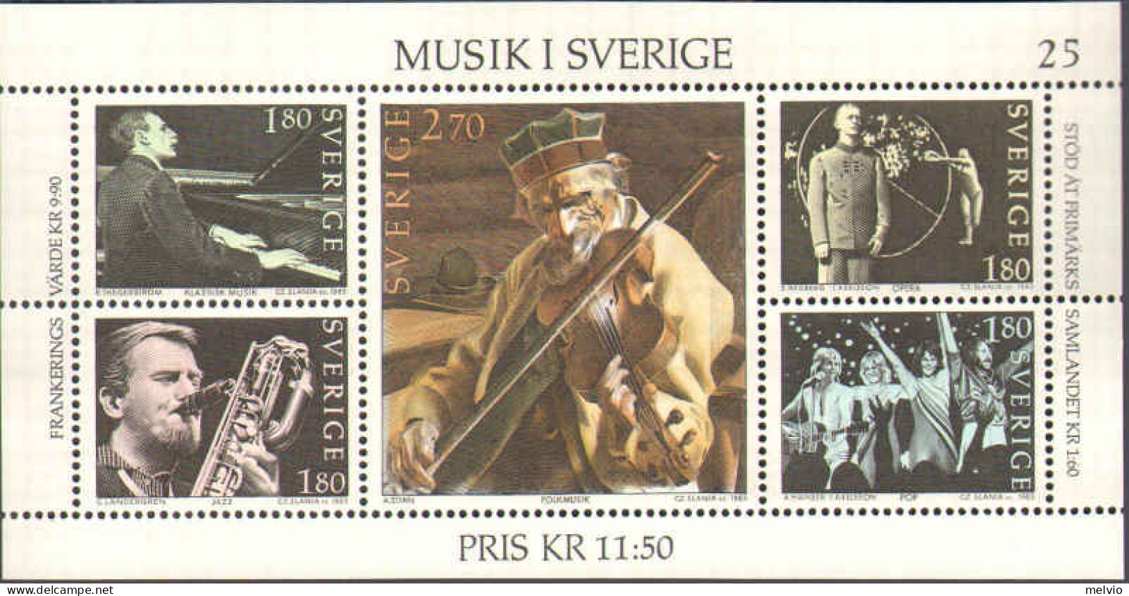 1983-Svezia (MNH=**) Foglietto S.5v."La Musica In Svezia"cat.Unificato Euro 5 - Autres & Non Classés