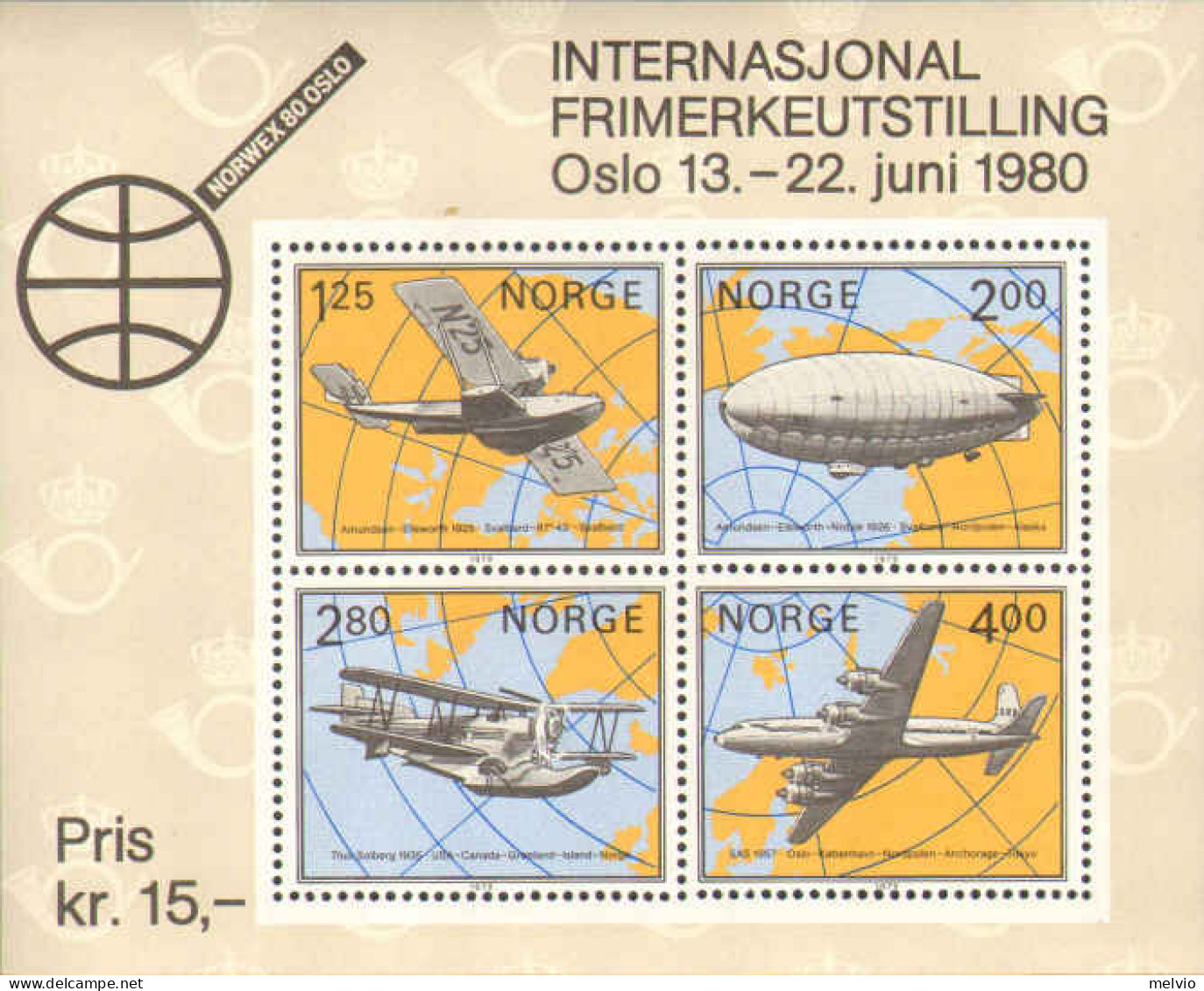 1980-Norvegia (MNH=**) Foglietto S.4v."Esposizione Filatelica Internazionale A O - Sonstige & Ohne Zuordnung