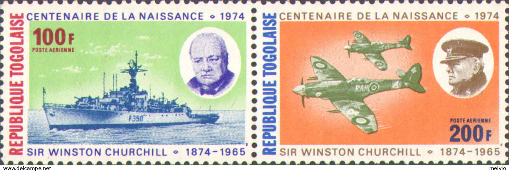 1974-Togo (MNH=**) S.2v."Centenario Della Nascita Di Churchill" - Togo (1960-...)