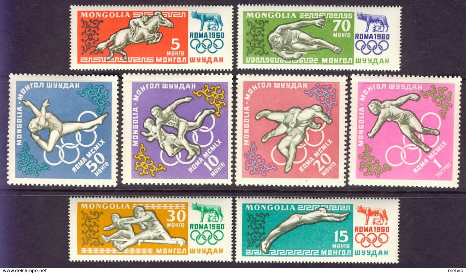 1960-Mongolia (MNH=**) S.8v." Olimpiadi Di Roma" Cat.Yvert Euro 5.5 - Mongolei