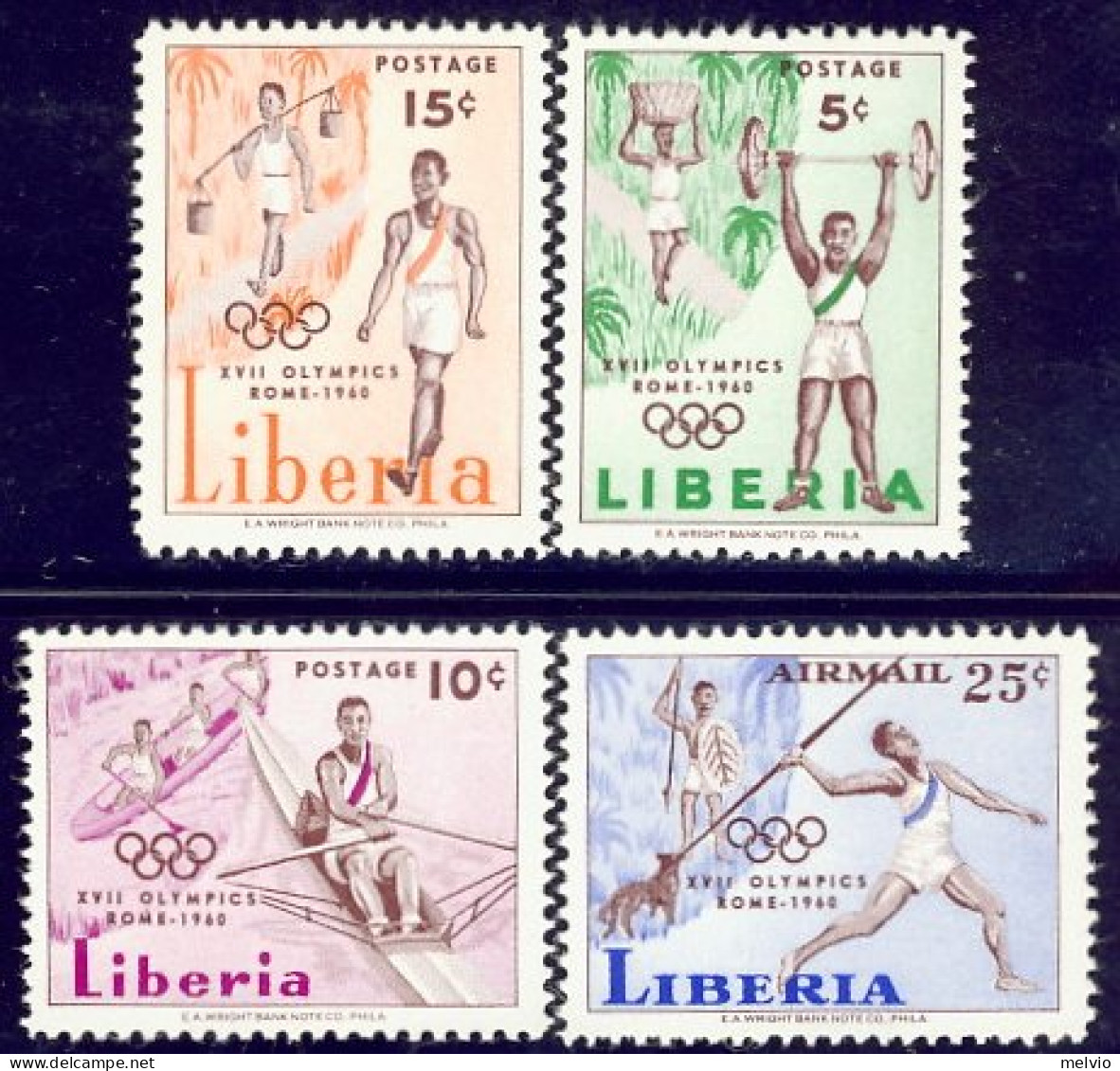 1960-Liberia (MNH=**) S.4v." Olimpiadi Di Roma" - Liberia
