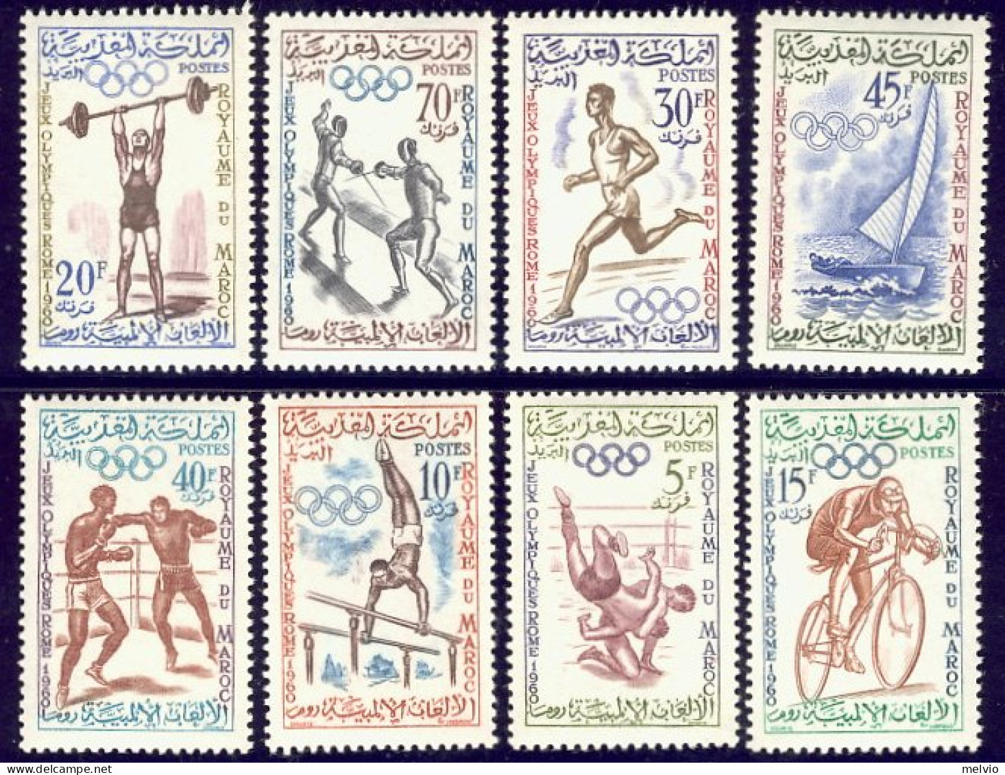 1960-Marocco (MNH=**) S.8v."Olimpiade Di Roma"catalogo Yvert Euro 6 - Morocco (1956-...)