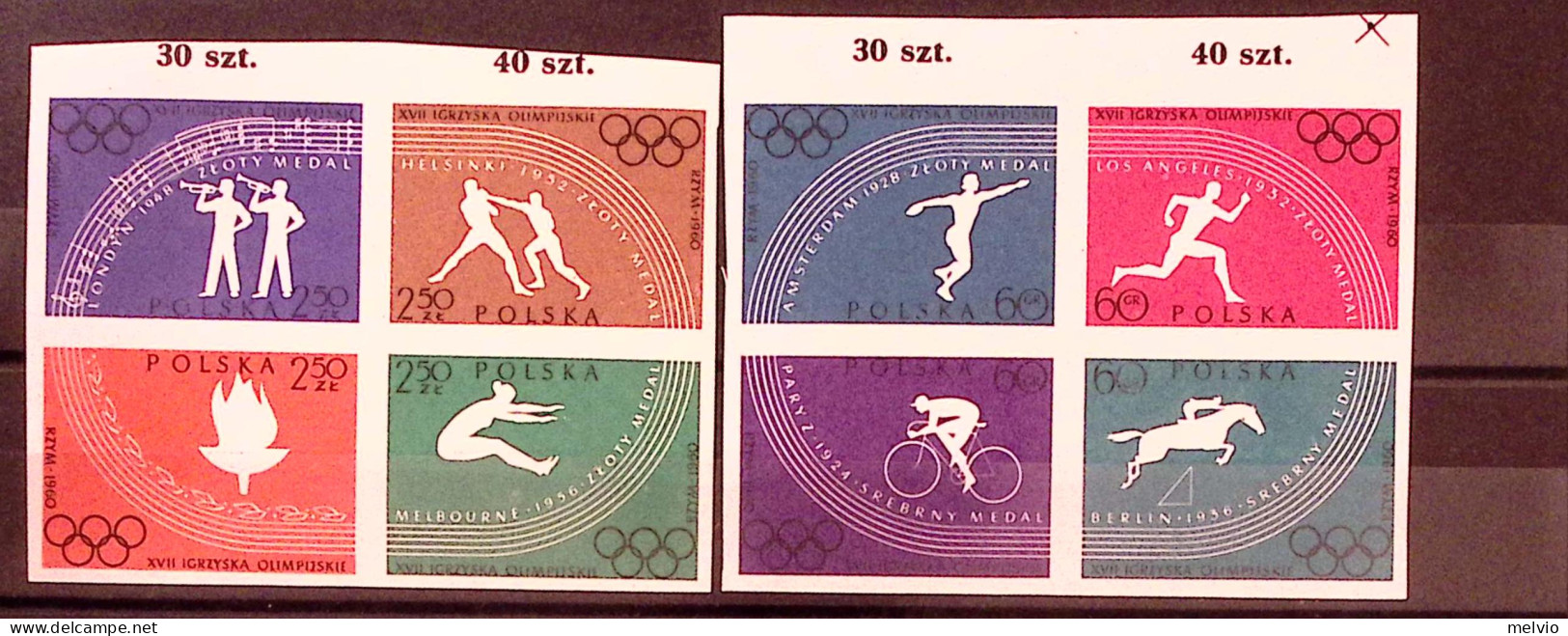 1960-Polonia (MNH=**) S.8v.non Dentellati " Olimpiadi Di Roma" Cat.Yvert Euro 9 - Andere & Zonder Classificatie