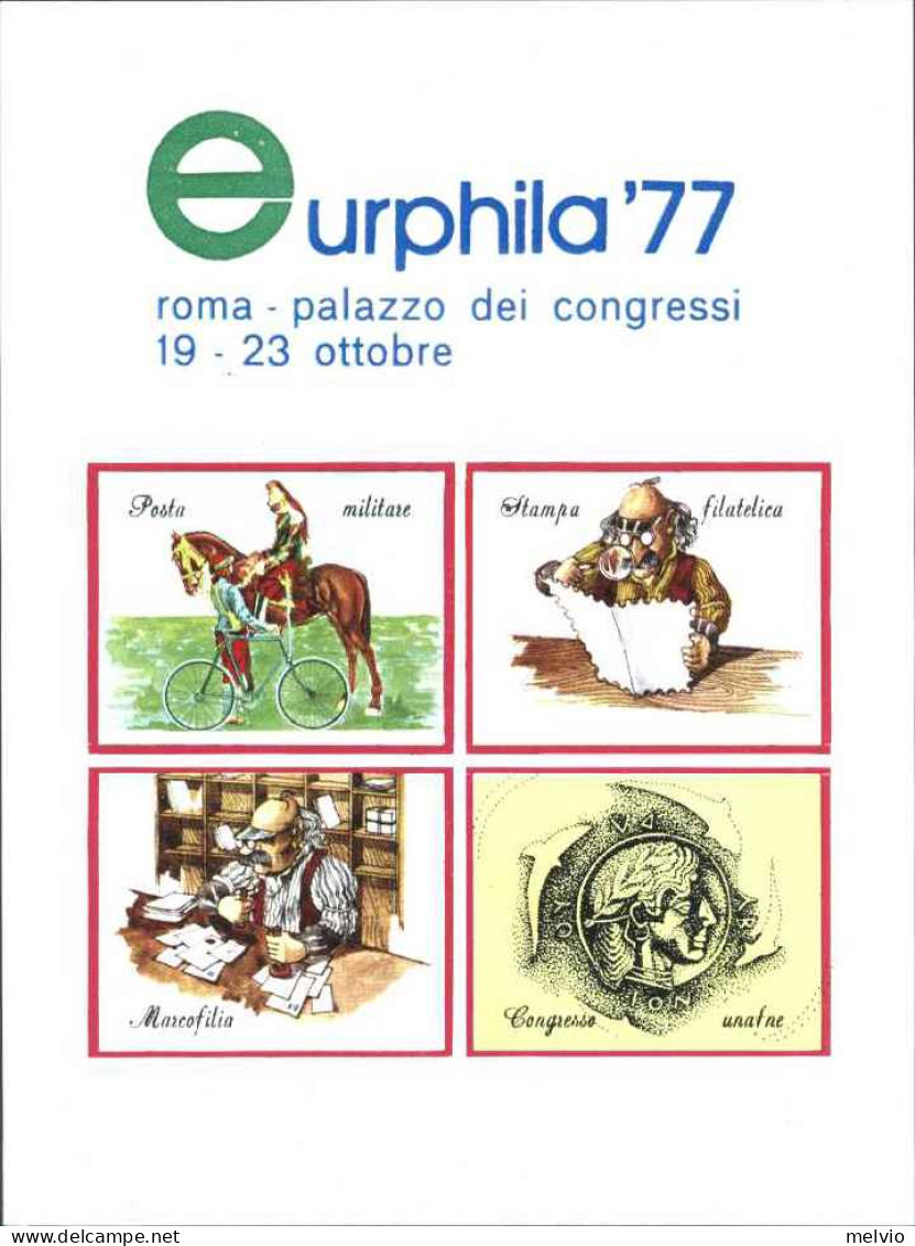 1977-Italia (MNH=**) Foglietto Erinnofilo Quattro Valori Eurphila 77 Emesso Senz - Vignetten (Erinnophilie)