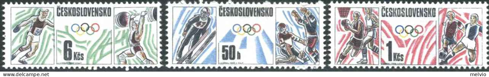 1988-Cecoslovacchia (MNH=**) S.3v."giochi Olimpici Di Calgary E Seoul"cat.Yvert  - Other & Unclassified