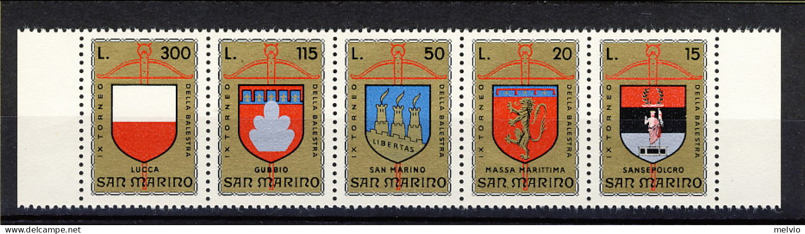 1974-San Marino (MNH=**) S.5v."9 Torneo Della Balestra"cat.Sassone Euro 3,5 - Ungebraucht