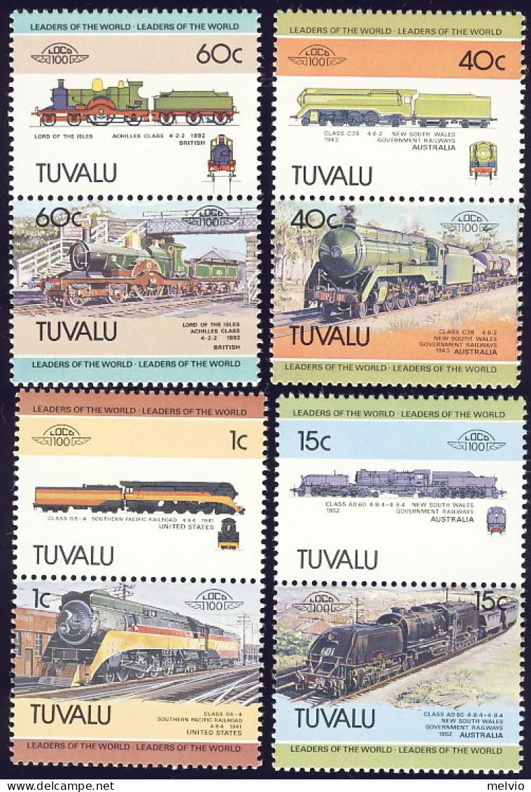 1984-Tuvalu (MNH=**) S.8v."Locomotive 1 S." - Tuvalu