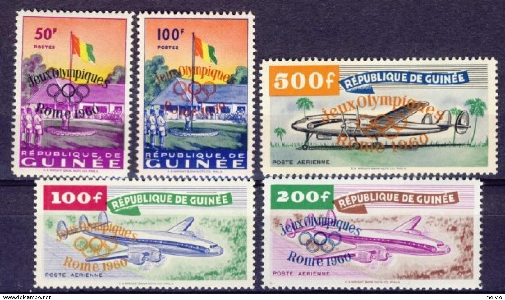 1960-Guinea (MNH=**) S.5v."Olimpiade Di Roma" - Guinée (1958-...)