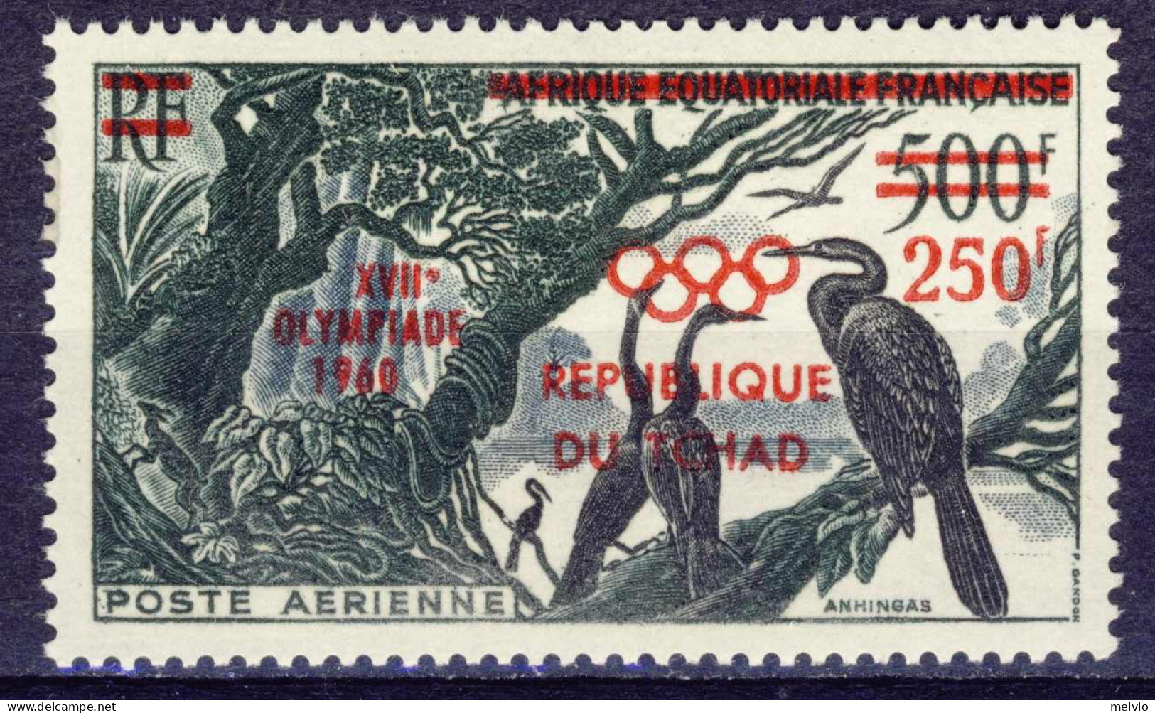 1960-Ciad (MNH=**) Posta Aerea S.1v."giochi Olimpici,uccelli"catalogo Euro 15 - Chad (1960-...)