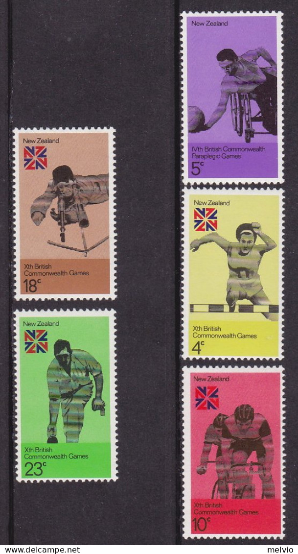 1974-Nuova Zelanda (MNH=**) S.5v."Giochi Commonwealth Paraplecigi" - Altri & Non Classificati