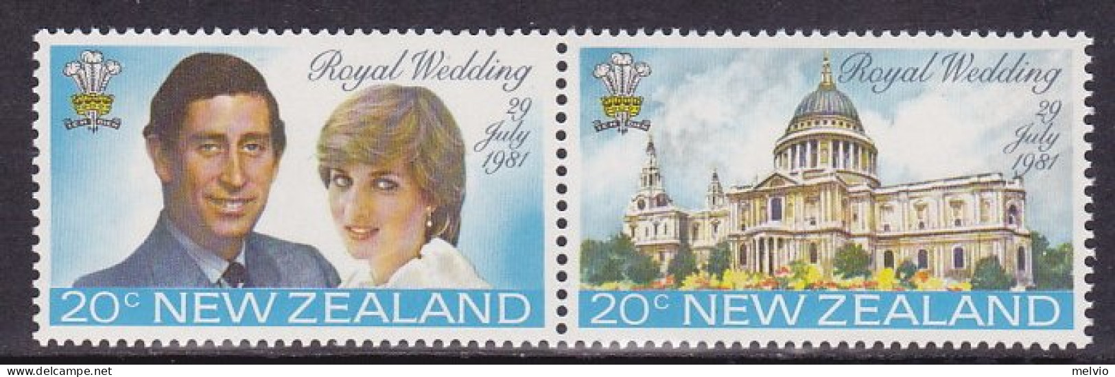 1981-Nuova Zelanda (MNH=**) S.2v."Lady Diana,nozze Coppia" - Sonstige & Ohne Zuordnung