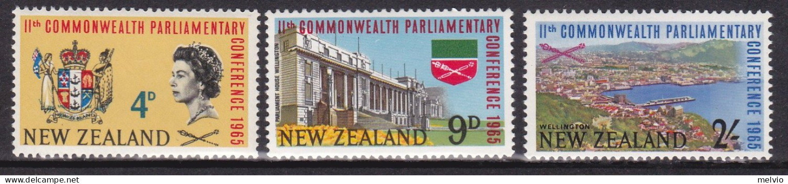 1965-Nuova Zelanda (MNH=**) S.3v."Conf.parlament.Commonwealth" - Autres & Non Classés