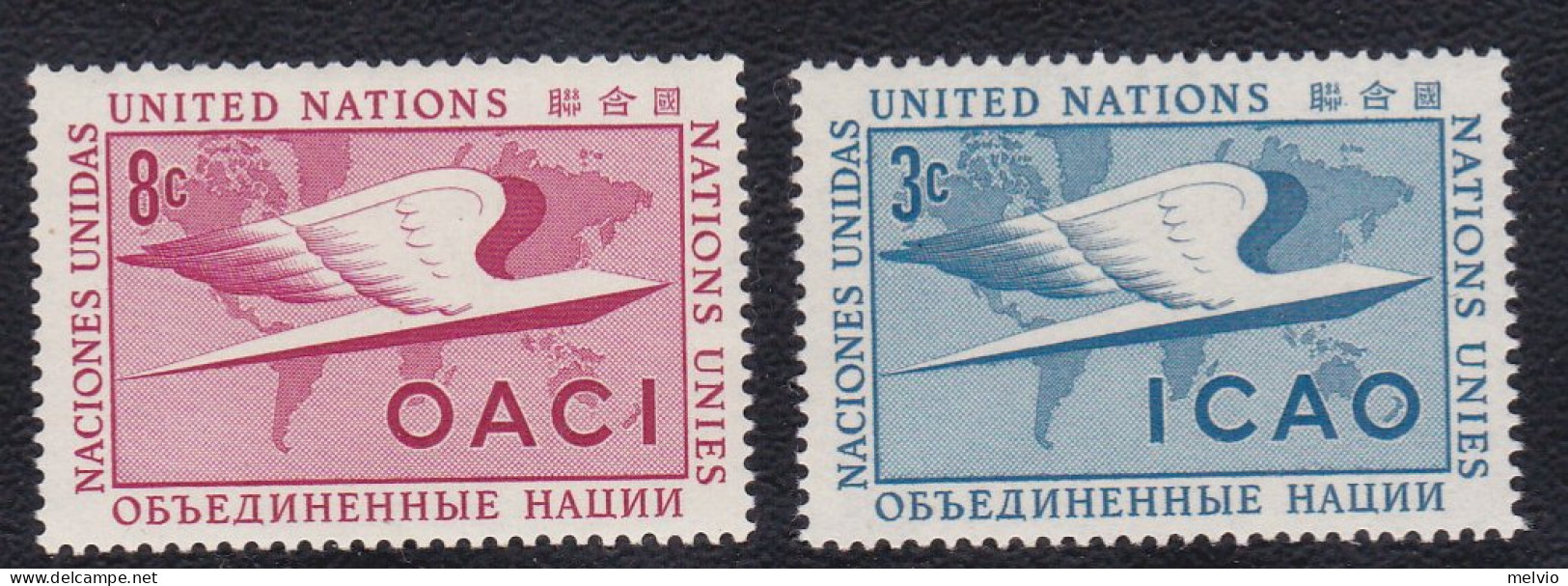 1955-Nazioni Unite (MNH=**)s.2v."anniversario Della ICAO Aviazione Civile" - Autres & Non Classés