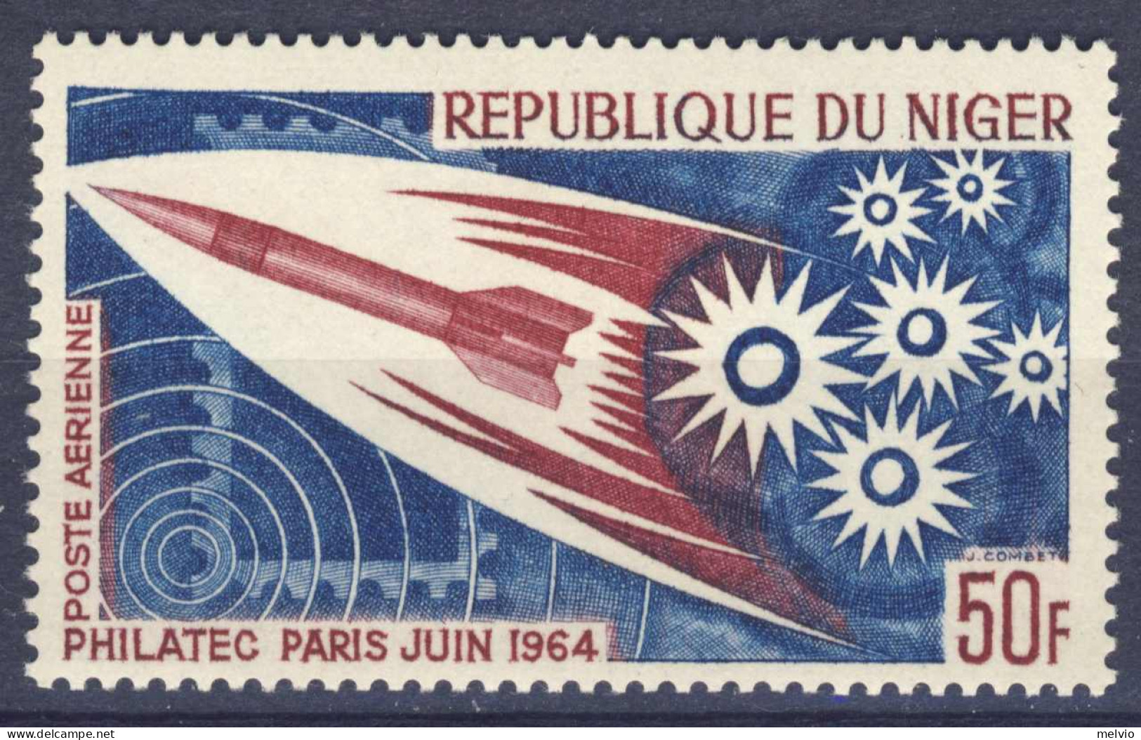 1964-Niger (MNH=**) S.1v."Rocket, Stars PHILATEC" - Niger (1960-...)