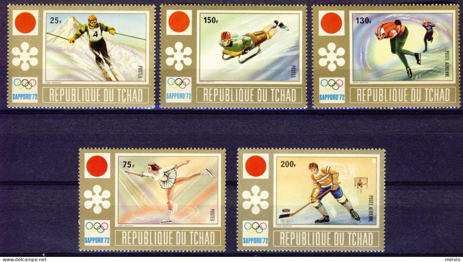 1972-Ciad (MNH=**) S.5v."Olimpiadi Sapporo" - Tchad (1960-...)