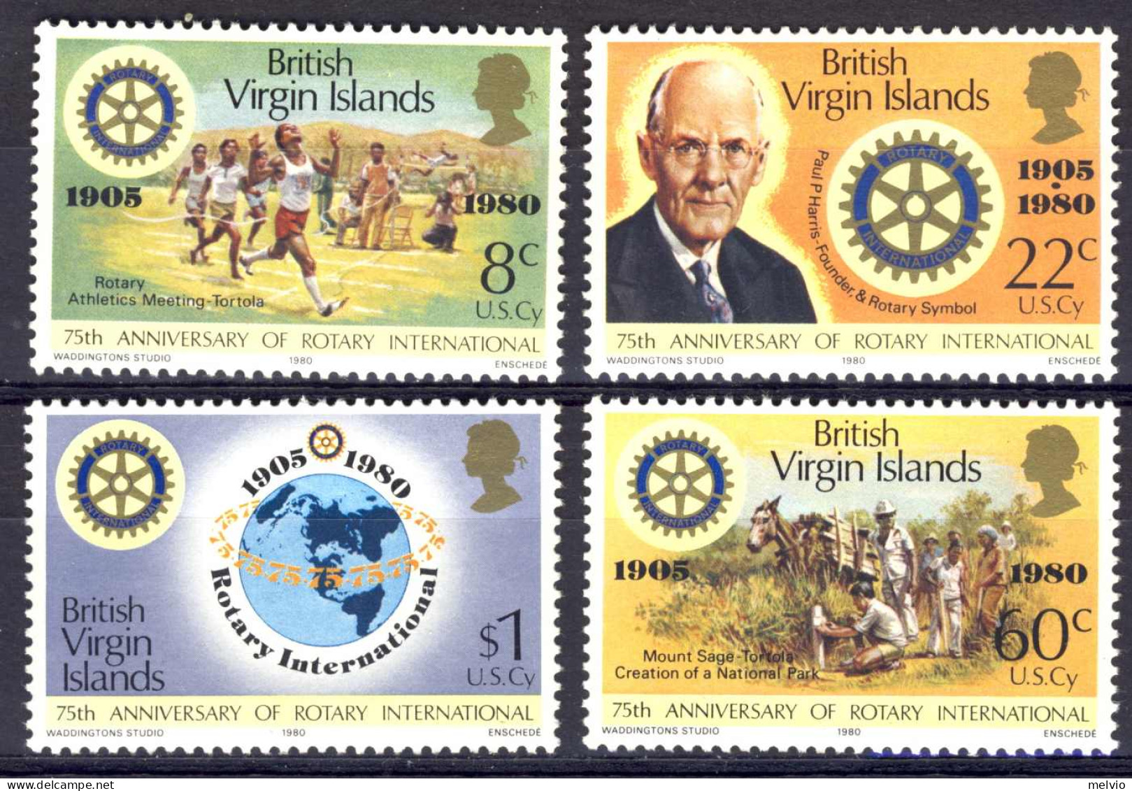 1980-Isole Vergini (MNH=**)s.4v."Rotary" - British Virgin Islands