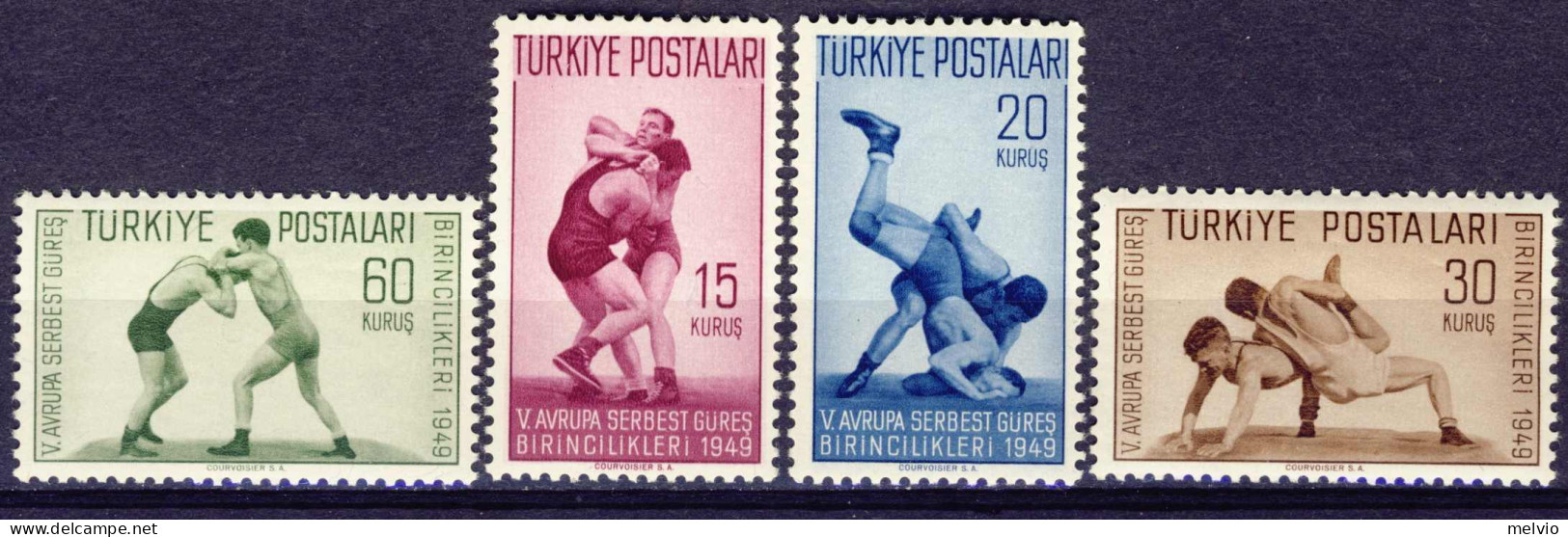 1949-Turchia (MNH=**) S.4v."sport Wrestling" - Other & Unclassified