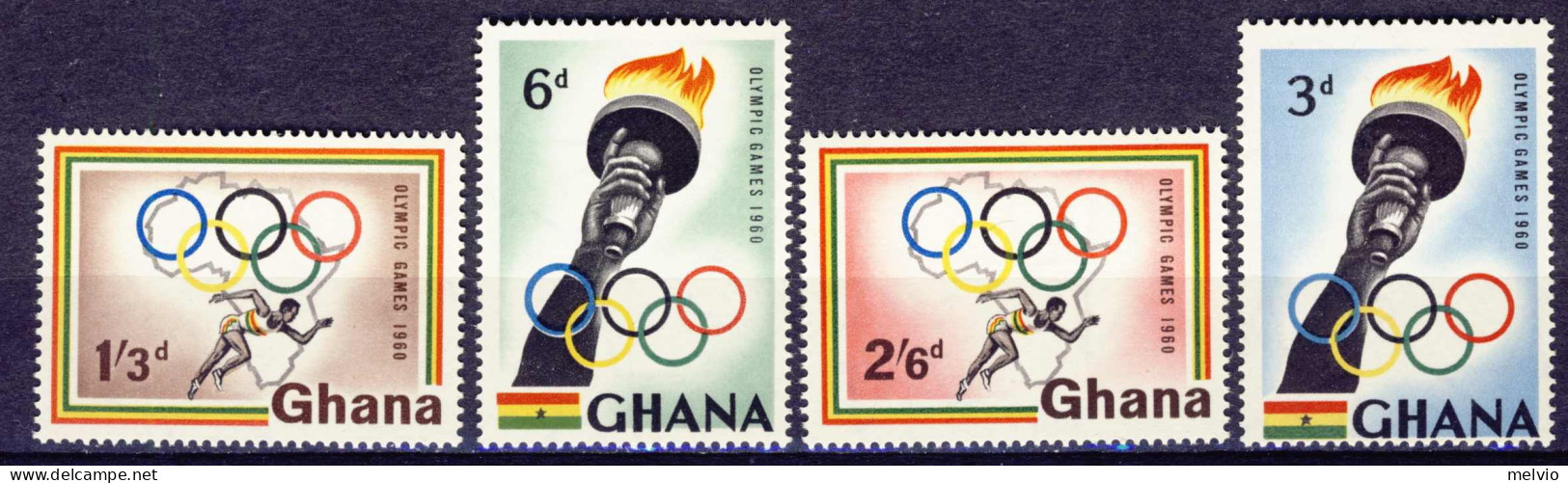 1960-Ghana (MNH=**) S.4v."Olimpiade Roma" - Ghana (1957-...)