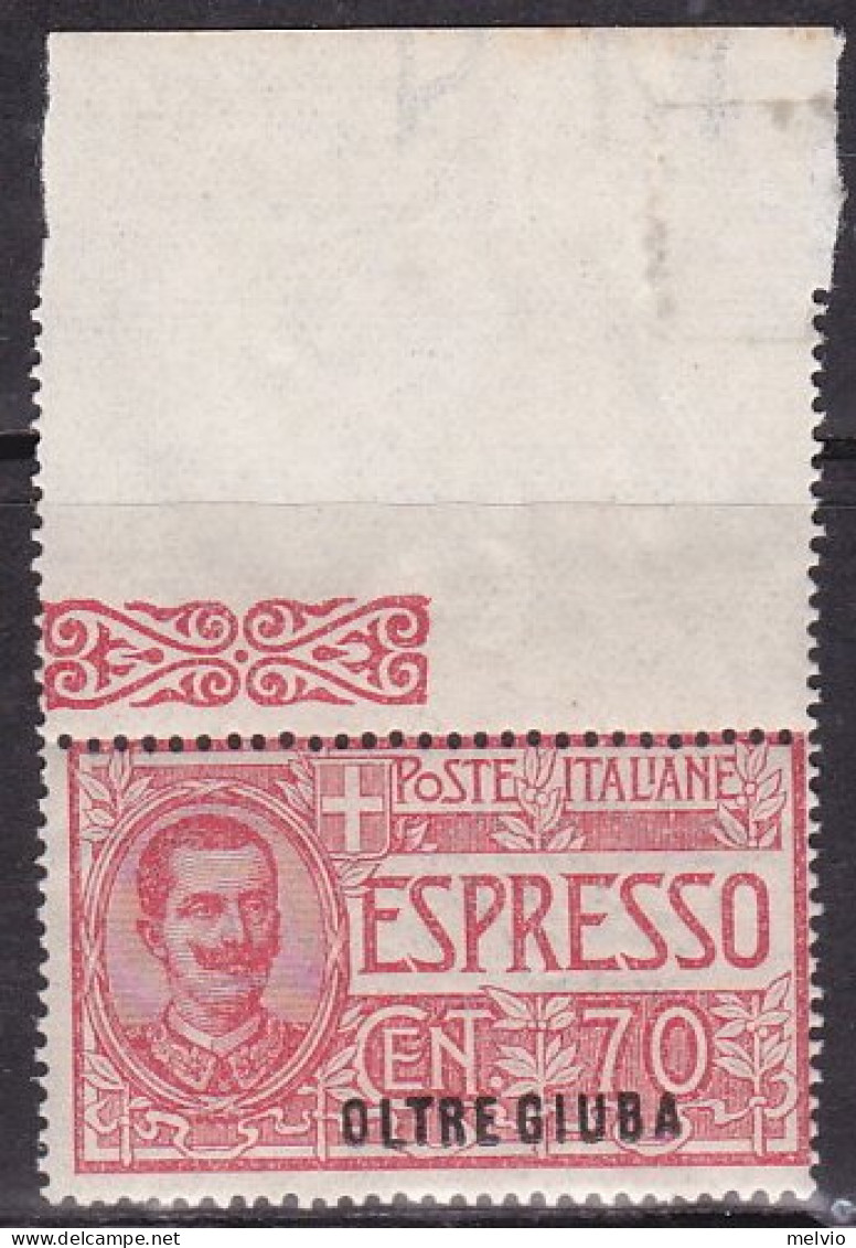 1926-Oltre Giuba (MNH=**) Espresso 70c. Soprastampato Con Intero Bordo Di Foglio - Oltre Giuba