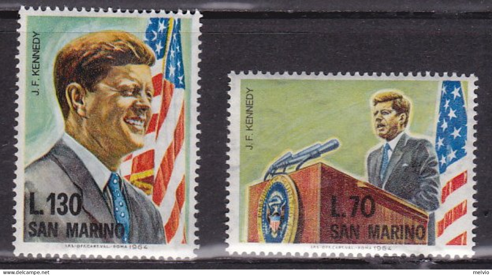1964-San Marino (MNH=**) S.2v."J.F. Kennedy"1 - Ungebraucht