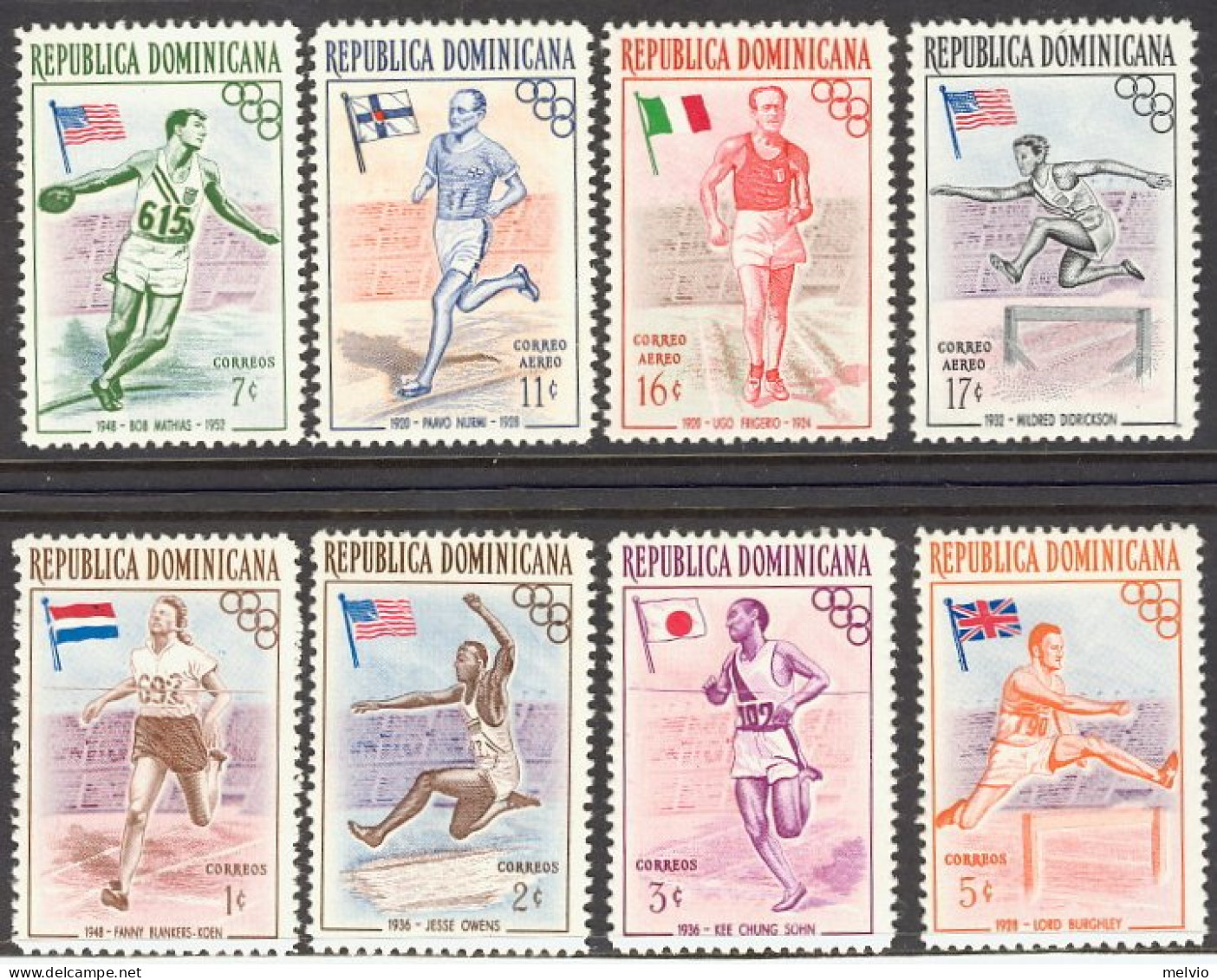 1957-Dominicana (MNH=**) S.8v." Olimpiadi Di Melbourne" - Dominican Republic