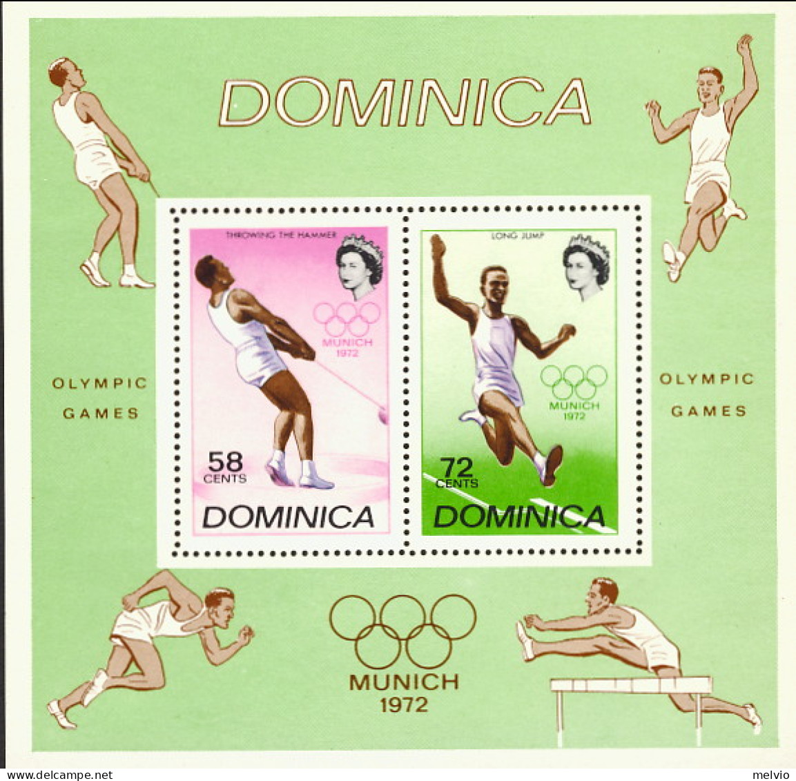 1972-Dominica (MNH=**) Foglietto S.2v." Olimpiadi Di Monaco" - Dominica (1978-...)