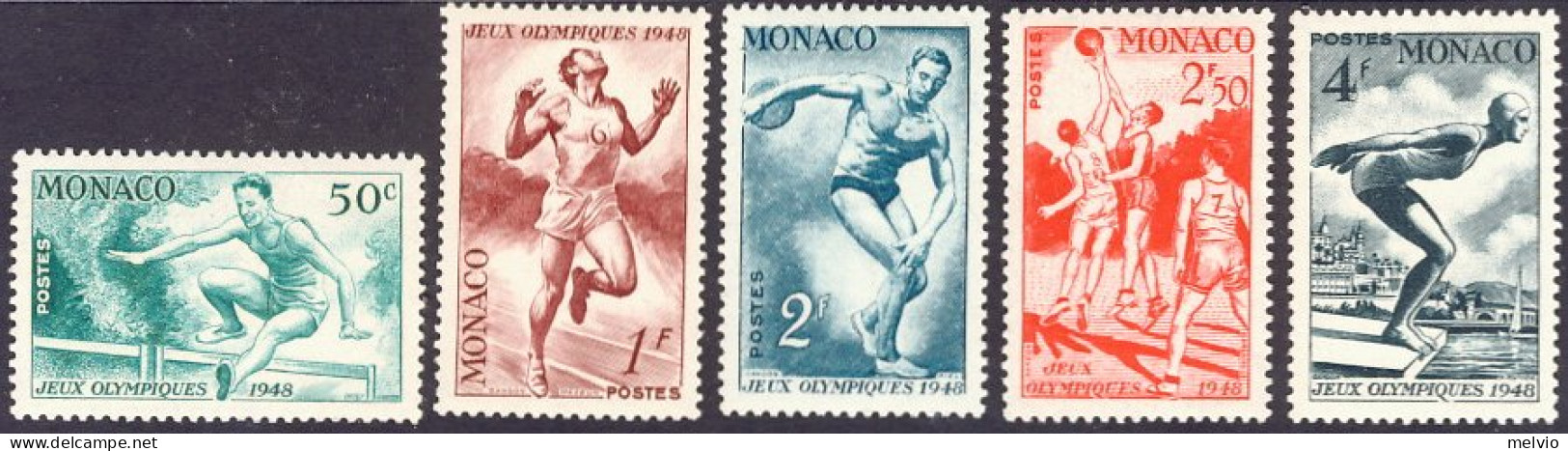 1948-Monaco (MNH=**) S.5v." Olimpiadi Di Londra" - Autres & Non Classés