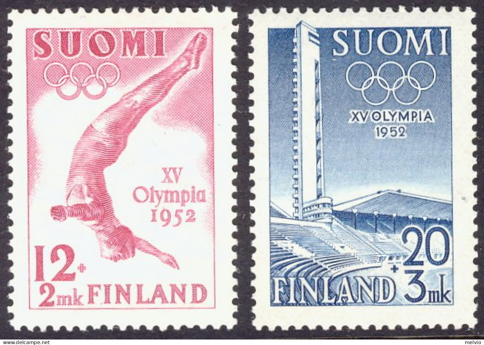 1952-Finlandia (MNH=**) S.2v."propaganda Per Le Olimpiadi Di Helsinki" - Andere & Zonder Classificatie
